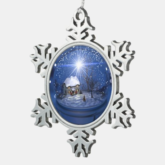 スターライトグローブクリスマス装飾品 スノーフレークピューターオーナメント (右)