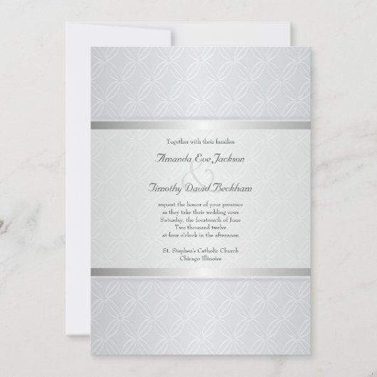 スターライトシルバー フレア モノグラム エレガント ウェディング 招待状 (正面)