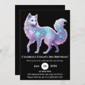 スターライトホワイトウルフ誕生日招待状 招待状 (正面/裏面)