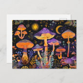 スターライト下の紫のファンタジーキノコ ポストカード (正面/裏面)