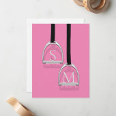 スターラッモノグラムのプアイロンズピンク馬術 ノートカード (正面/裏面インサイチュ)