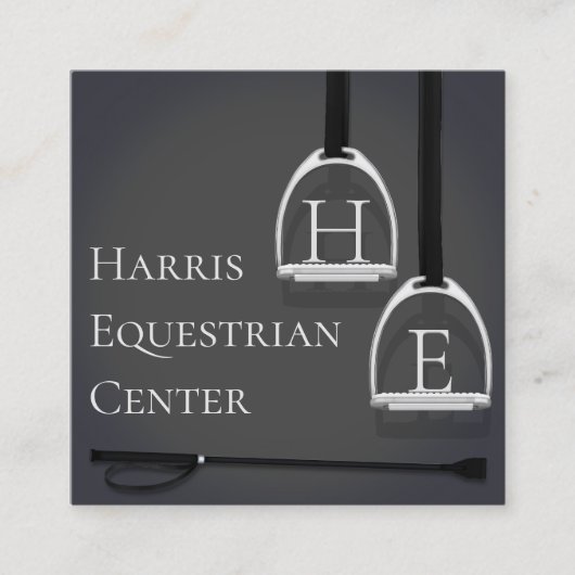 スターラッモノグラムのプアイロンダークグレーエクエストリアン スクエア名刺 (正面)