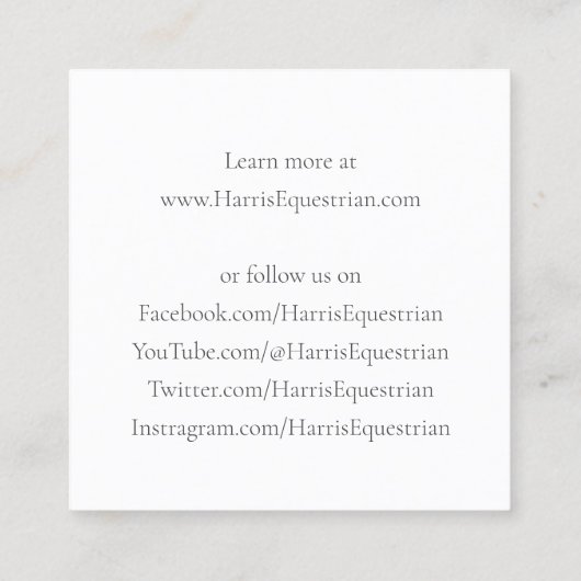 スターラッモノグラムのプアイロンダークグレーエクエストリアン スクエア名刺 (裏面)