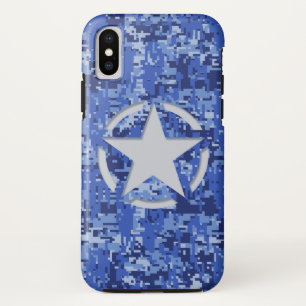 スターラベルデカールネイビーブルー迷彩柄 iPhone XSケース