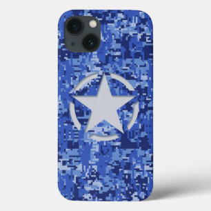 スターラベルデカールネイビーブルー迷彩柄 iPhone 13ケース