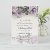 スターリングシルバーパープルバラブライダルシャワー招待状 招待状 (スタンド正面)