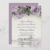 スターリングシルバーパープルバラブライダルシャワー招待状 招待状 (正面/裏面)