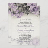 スターリングシルバーパープルバラ結婚式招待状 招待状 (正面/裏面)