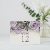 スターリングシルバーパープル結婚バラのテーブルカード ポストカード (スタンド正面)