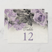 スターリングシルバーパープル結婚バラのテーブルカード ポストカード (正面/裏面)