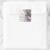 スターリングシルバーパープル結婚バラ封筒用シール スクエアシール (バッグ)