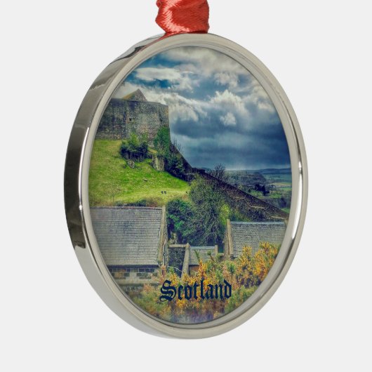 スターリング城壁と曇り空スコットランド メタルオーナメント (右)