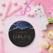 スターリーアゲテグードブルーパープルバースデーパーティー ペーパープレート (パーティー)