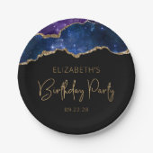 スターリーアゲテグードブルーパープルバースデーパーティー ペーパープレート (正面)