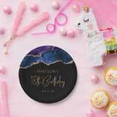 スターリーアゲートグードブルーパープル18th誕生日パーティー ペーパープレート (パーティー)