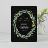 スターリーウィンターローレル |ホリデーパーティー 箔招待状 (立ち正面)