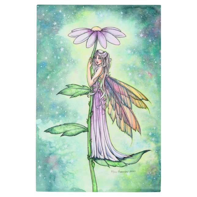 スターリーガーデンフラワーフェアリーウォーターのアートワーク メタルプリント (正面)