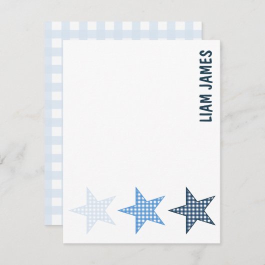 スターリーギンガム男の赤ちゃん文房具 ノートカード (正面/裏面)