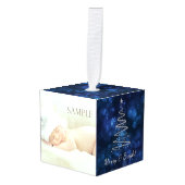 スターリークリスマスナイト恵み写真テンプレート キューブオーナメント (正面アングル)