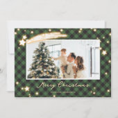 スターリーグリーンバッファロープレイドフォトクリスマスカード シーズンカード (正面)