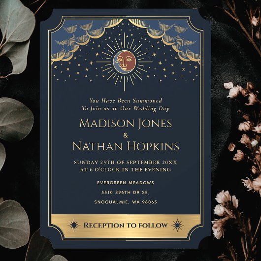 スターリーサンムーン結婚タロットヴィンテージ招待状 招待状