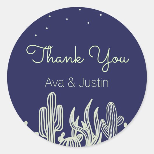 スターリースカイとサボテンモダンありがとう ラウンドシール (正面)