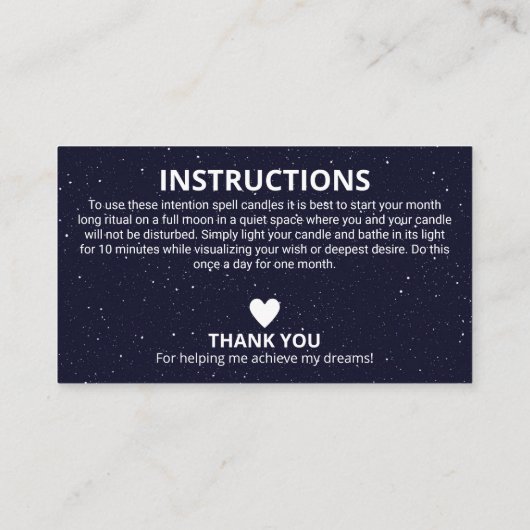 スターリースカイムーンキャンドルスペル 名刺 (裏面)