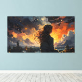 スターリースカイ・オン・ファイア キャンバスプリント (インサイチュ (ウッドフロア))