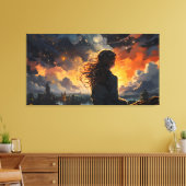 スターリースカイ・オン・ファイア キャンバスプリント (インサイチュ (リビング))