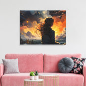 スターリースカイ・オン・ファイア キャンバスプリント (インサイチュ (リビング))