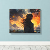 スターリースカイ・オン・ファイア キャンバスプリント (インサイチュ (ウッドフロア))