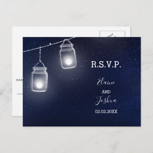 スターリースカイ・メイソンのジャース結婚式の出欠 インビテーションポストカード (正面/裏面)