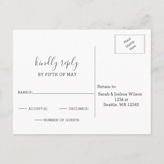 スターリースカイ・メイソンのジャース結婚式の出欠 インビテーションポストカード (裏面)