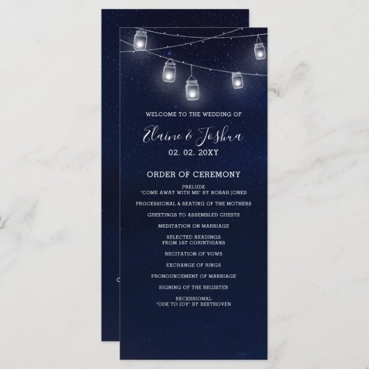 スターリースカイ・メイソンのジャース結婚式 プログラム (正面/裏面)