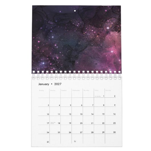 スターリースターズ 外宇宙 銀河惑星柄 カレンダー (1月 2027)