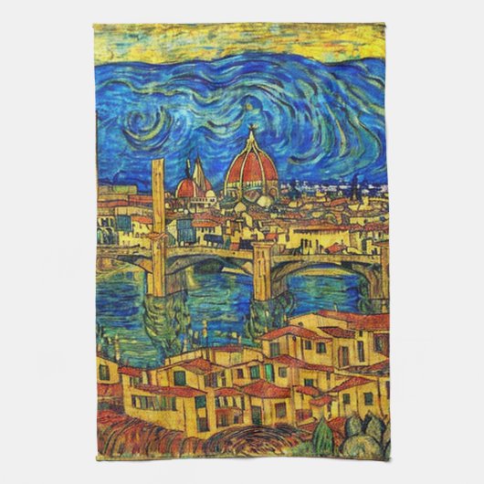スターリースターリーナイトフローレンスイタリア キッチンタオル (縦)