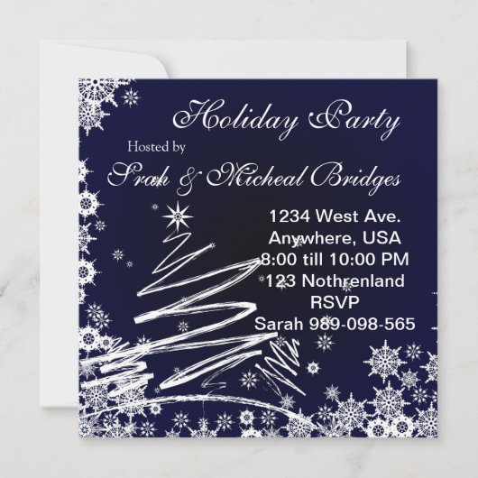 スターリースノーウィーナイトホリデーパーティーの招待 招待状 (正面)