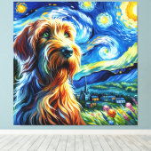 スターリースピノンドッグポートレート – ペットポートレート キャンバスプリント (インサイチュ (ウッドフロア))