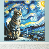 スターリータビーキャットポートレートペットポートレート キャンバスプリント (インサイチュ (ウッドフロア))