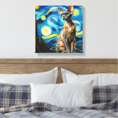 スターリーデボンレックスキャットポートレートペットポートレート キャンバスプリント (インサイチュ (寝室))