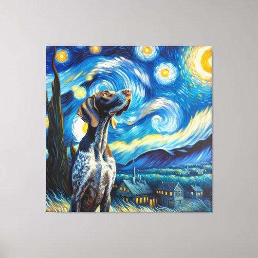 スターリードイツショートポインタードッグポートレート キャンバスプリント (正面)