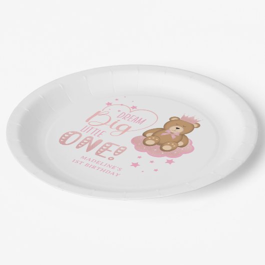 スターリードリームビッグリトルワンスリーピーベア誕生日 ペーパープレート (アングル)