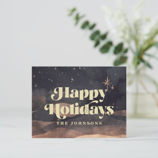 スターリーナイトウィンタースカイシモダンックエレガントシック シーズンポストカード (スタンド正面)