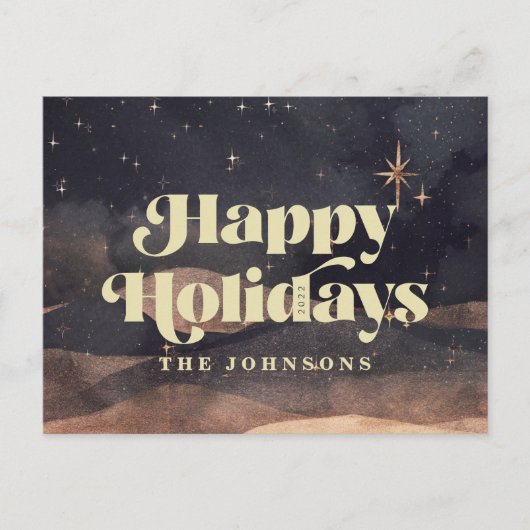 スターリーナイトウィンタースカイシモダンックエレガントシック シーズンポストカード (正面)