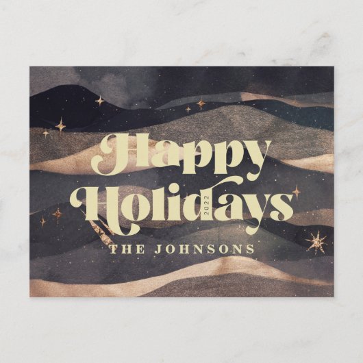 スターリーナイトウィンタースカイシモダンックエレガントシック シーズンポストカード (正面)