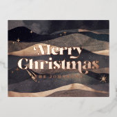 スターリーナイトウィンタースカイシモダンックエレガントシック 箔シーズンポストカード (正面)