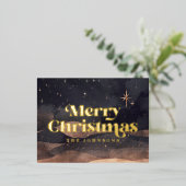 スターリーナイトウィンタースカイシモダンックエレガントシック 箔シーズンポストカード (立ち正面)