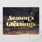 スターリーナイトウィンタースカイシモダンックエレガントシック 箔シーズンポストカード (正面)