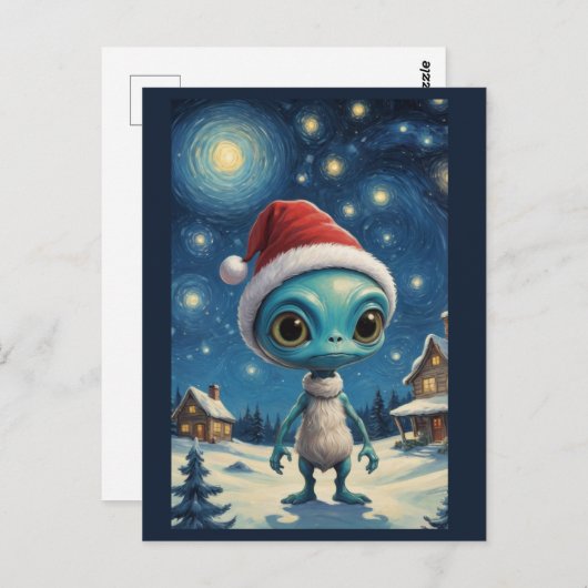 スターリーナイトエイリアンかわいいクリスマスカスタム文字 ポストカード (正面/裏面)