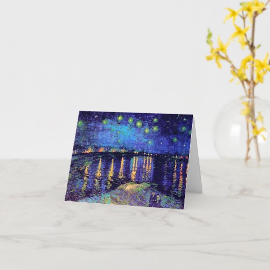 スターリーナイトオーバーザローネヴァンゴッホファインアート カード (黄色い花)
